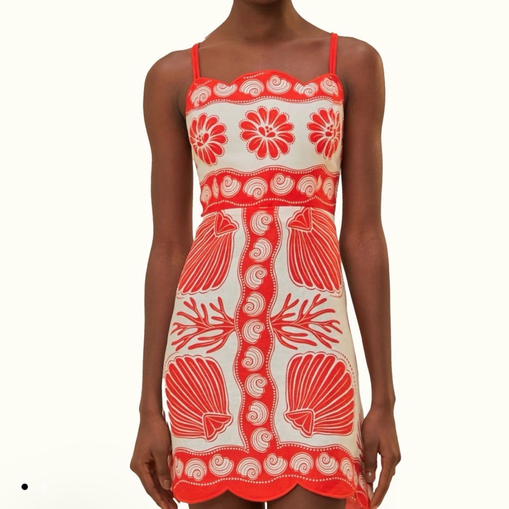 FARM Rio  White Ainika Shell Euroflax™ Premium Linen Mini Dress